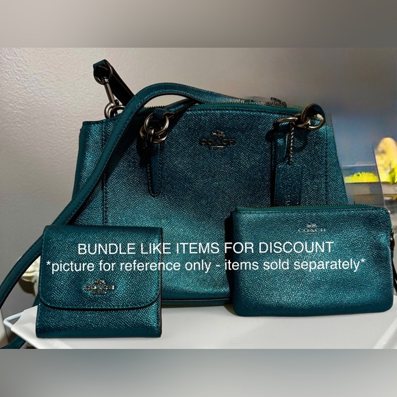 Coach Metallic Teal Wristlet - Picture 3 of 6